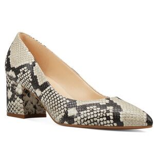 Elegant Snakeskin Block Heel Pumps
